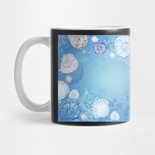 Blue background with seashells Mug